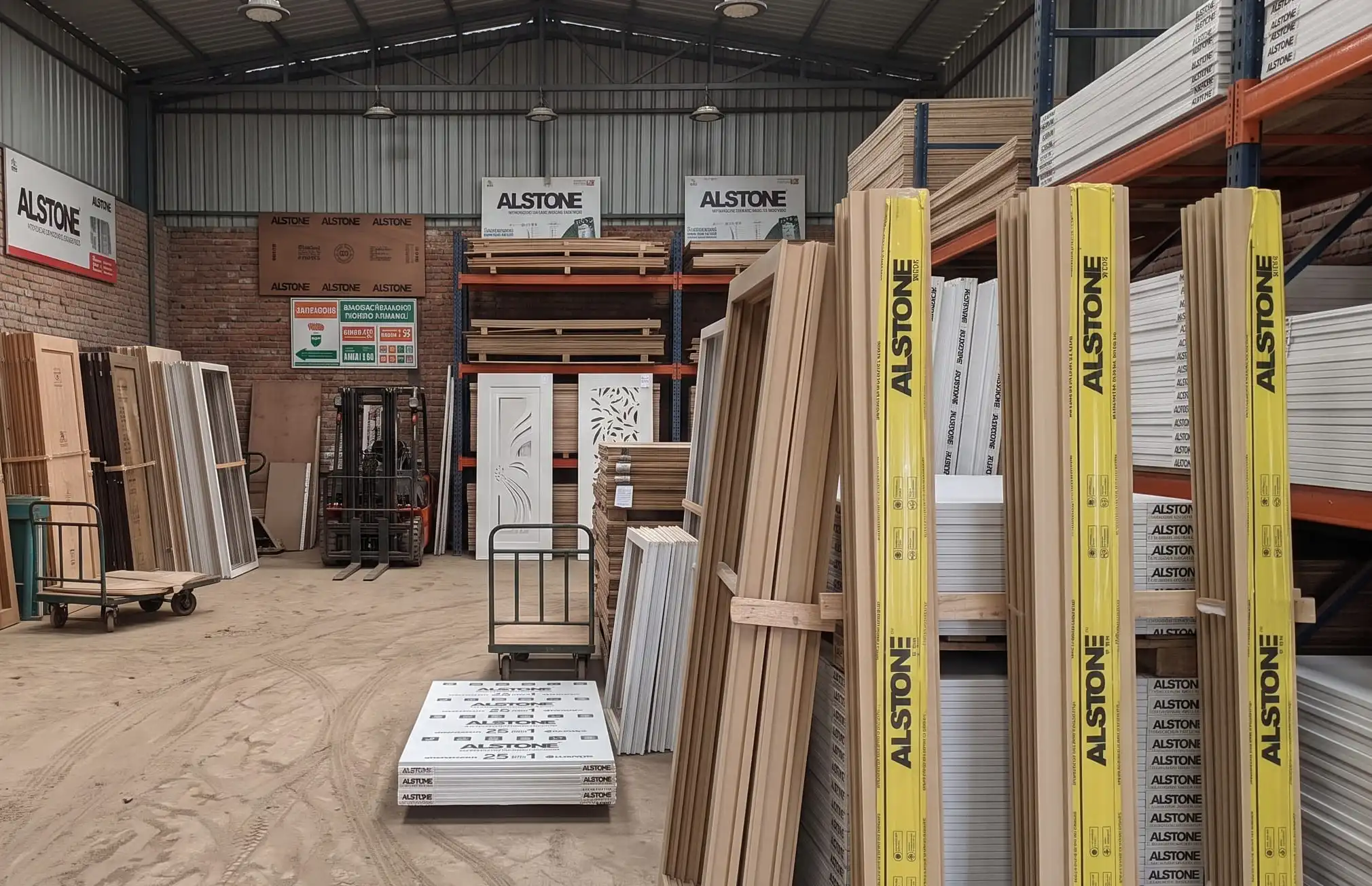 Alstone WPC Doorframes and Boards Stored in Warehouse